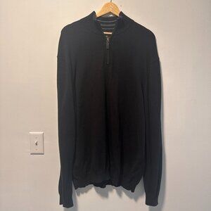 Eddie Bauer Men’s XL Tall Mock Neck Quarter-Zip Sweater | Black Cashmere Blend